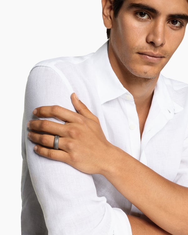 Anneau Chevron en titane anthracite, 8 mm