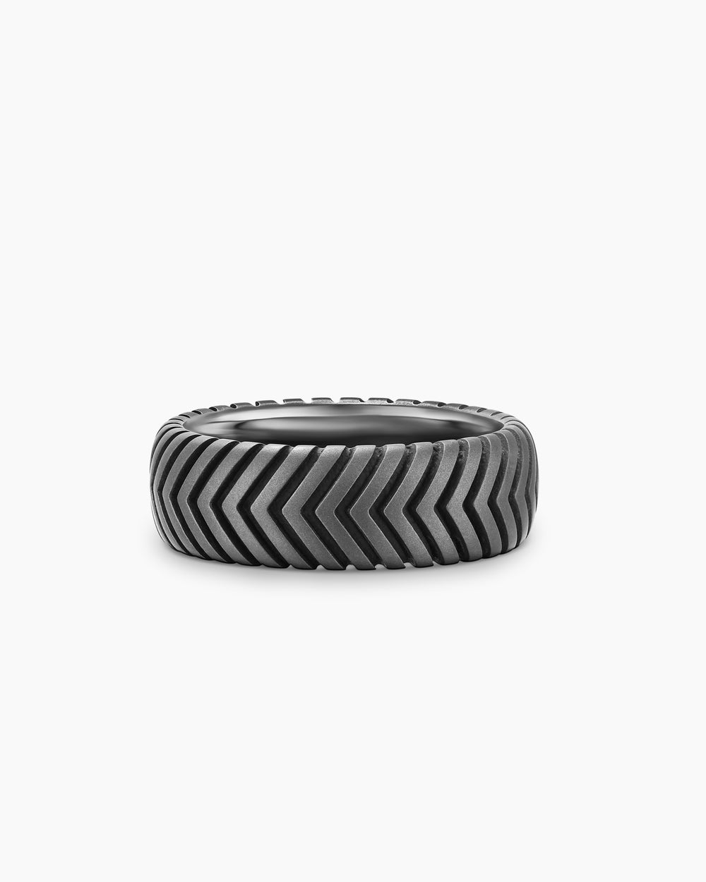 Mens Chevron Band Ring in Anthracite Titanium, 8mm