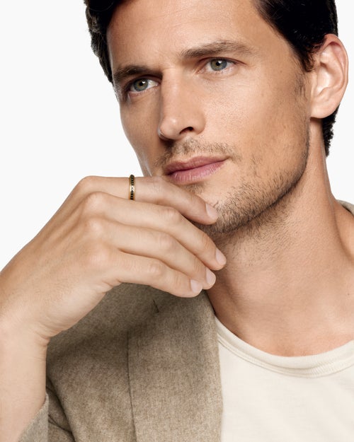 Mens Beveled Band Ring in 18K Yellow Gold, 3.5mm