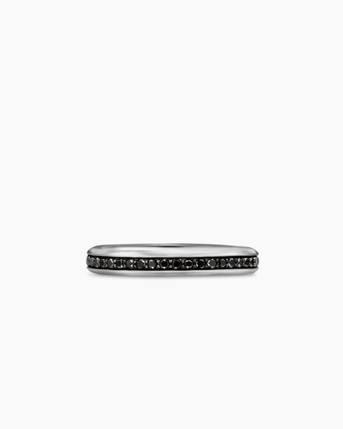 Mens Beveled Band Ring in 18K White Gold with Black Diamonds, 3.5mm
