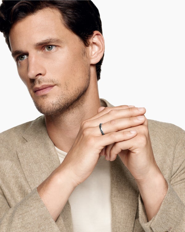 Beveled Band Ring in 18K White Gold, 3.5mm