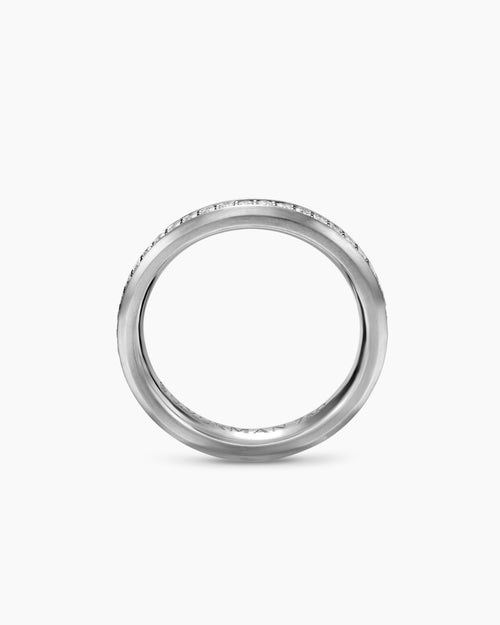Mens Beveled Band Ring in 18K White Gold, 3.5mm