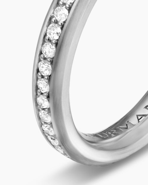 Mens Beveled Band Ring in 18K White Gold, 3.5mm