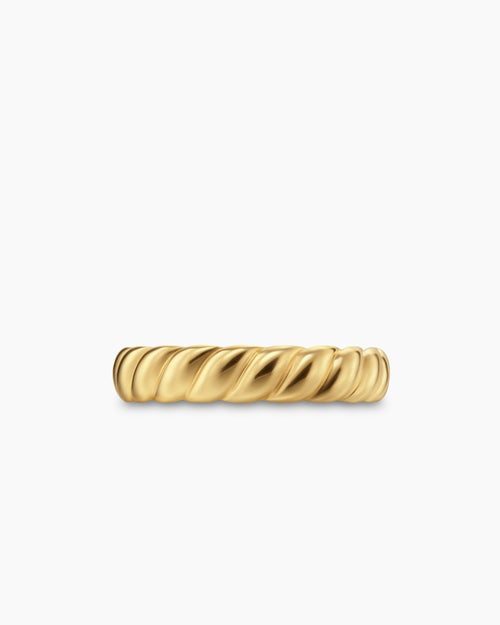 Mens Sculpted Cable Band Ring in 18K Yellow Gold, 5mm