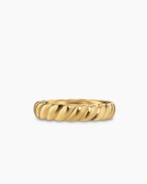 Mens Sculpted Cable Band Ring in 18K Yellow Gold, 5mm