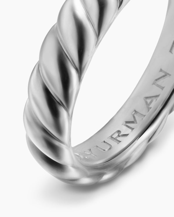 Anneau Sculpted Cable Flex en or blanc 18 carats avec diamants, 5 mm