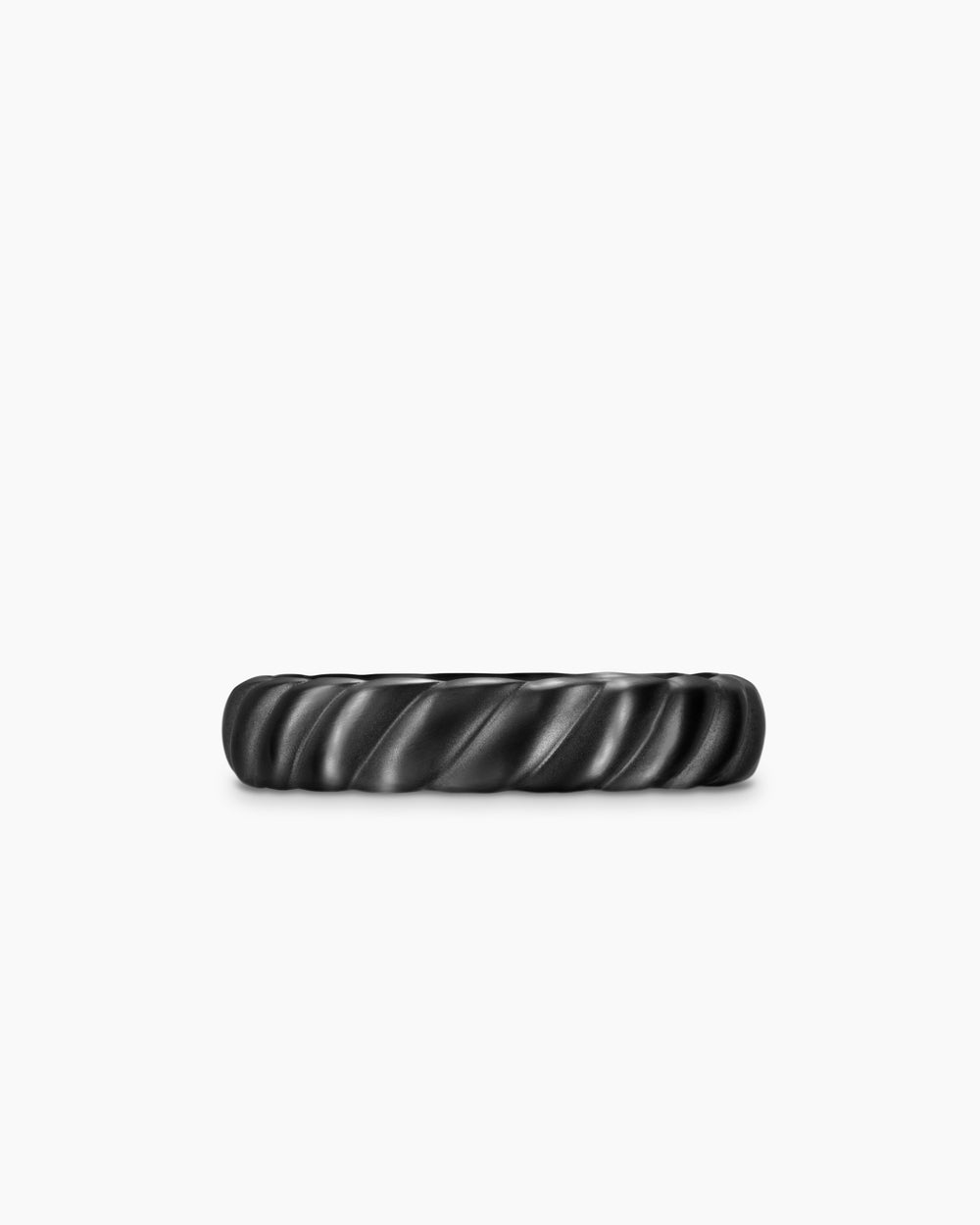 Mens Sculpted Cable Band Ring in Black Titanium, 5mm