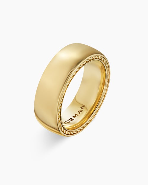 Mens Streamline Band Ring in 18K Yellow Gold, 8mm