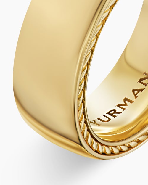 Mens Streamline Band Ring in 18K Yellow Gold, 8mm