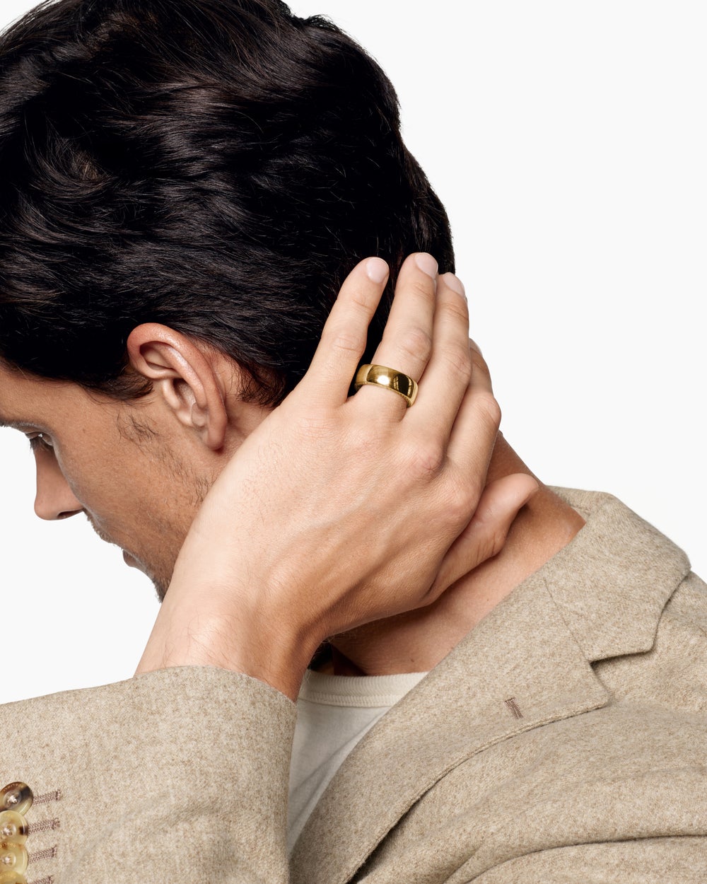 Mens Streamline Band Ring in 18K Yellow Gold, 8mm