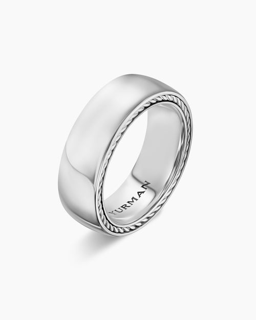 Mens Streamline® Band Ring in 18K White Gold, 8mm