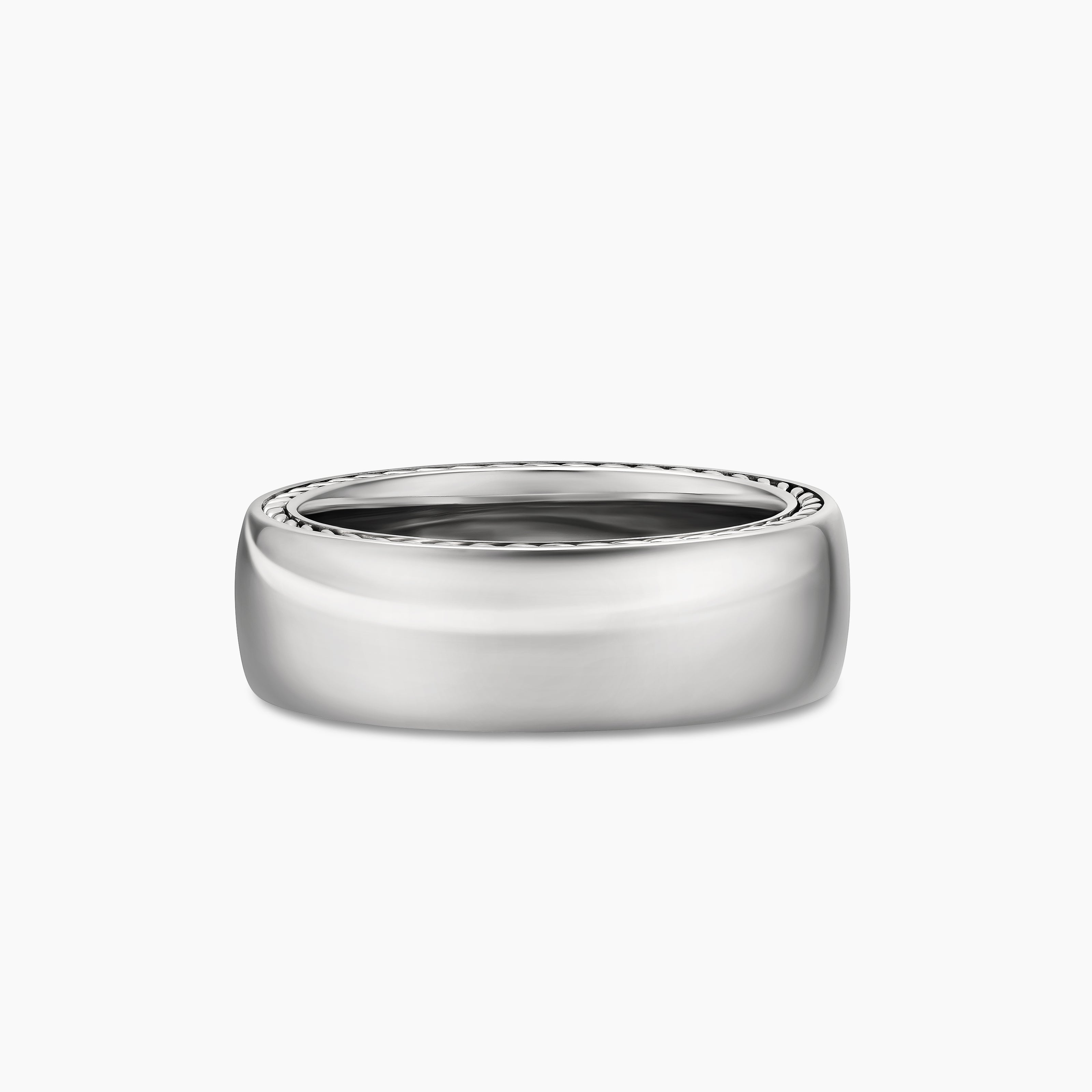 Mens Streamline&reg; Band Ring in 18K White Gold, 8mm