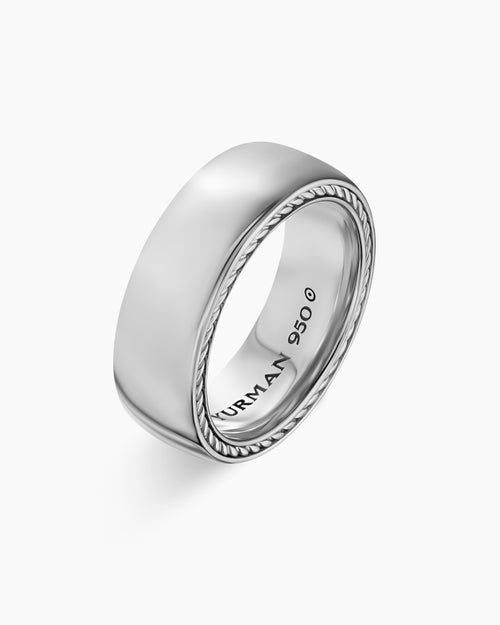 Mens Streamline Band Ring in Platinum, 8mm