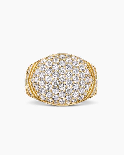 Mens Chevron Signet Ring in 18K Yellow Gold, 18mm