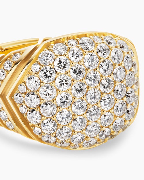Mens Chevron Signet Ring in 18K Yellow Gold, 18mm