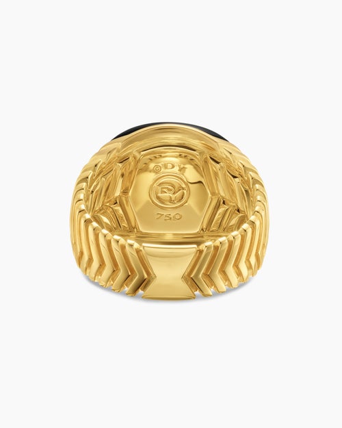Mens Chevron Signet Ring in 18K Yellow Gold, 18mm