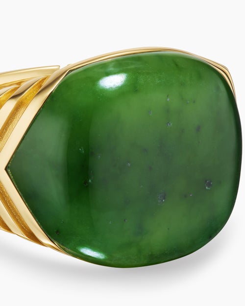 Mens Chevron Signet Ring in 18K Yellow Gold, 18mm
