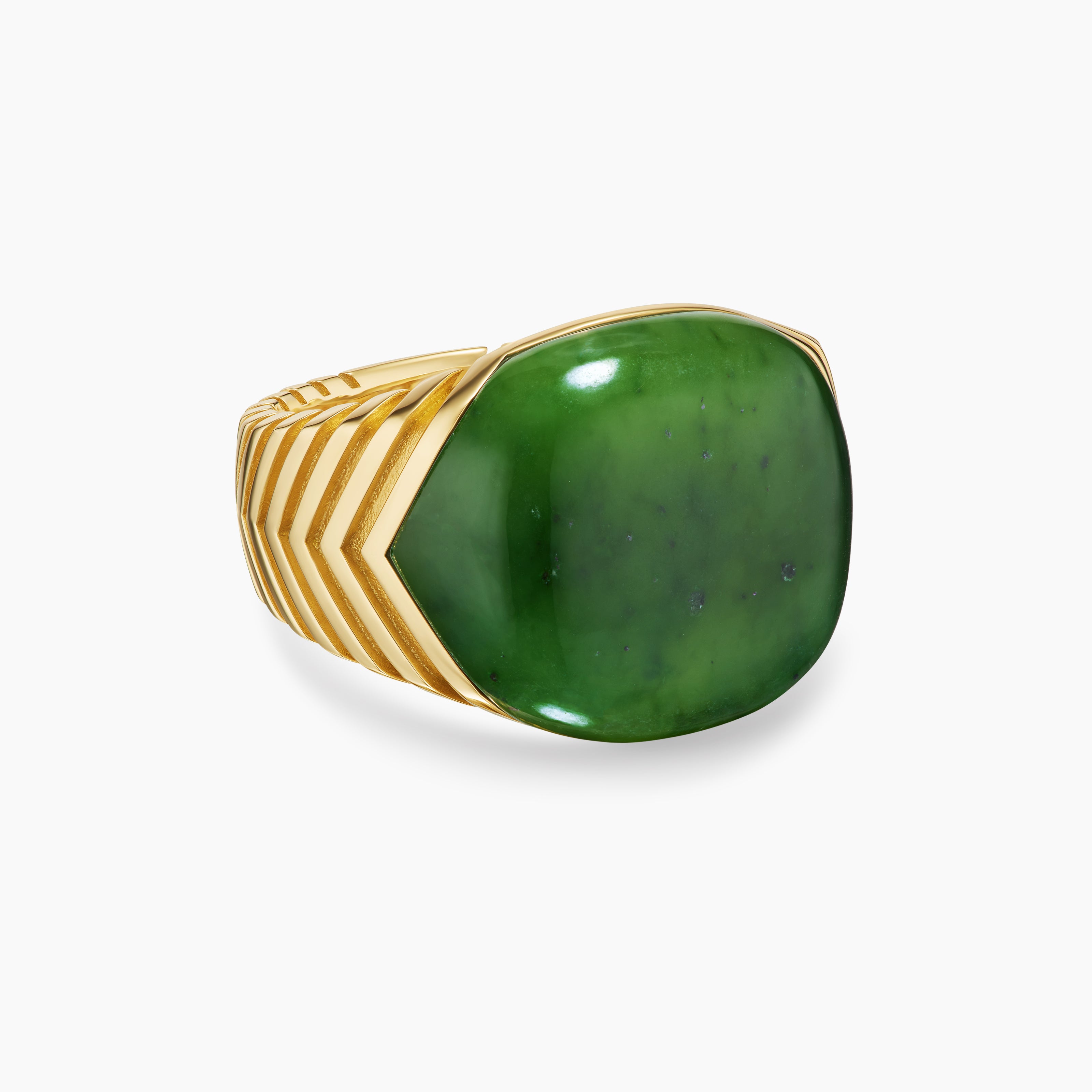 Mens Chevron Signet Ring in 18K Yellow Gold, 18mm