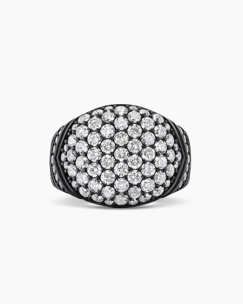 Mens Chevron Signet Ring in Black Titanium, 18mm