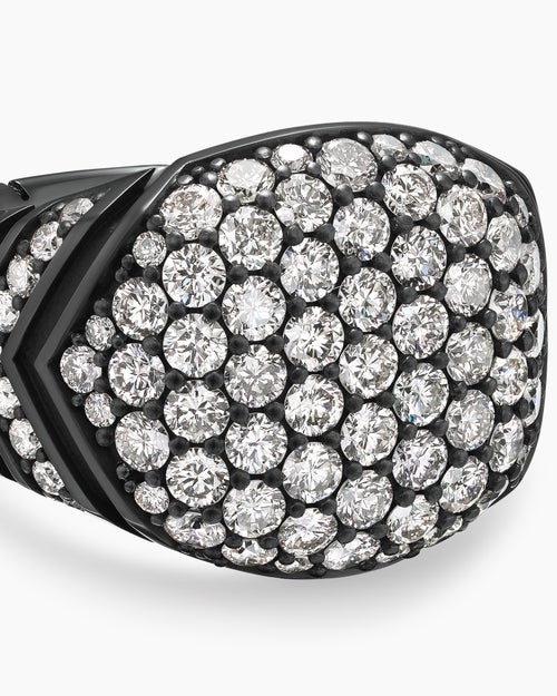 Mens Chevron Signet Ring in Black Titanium, 18mm