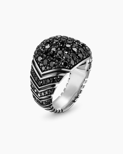 Mens Chevron Signet Ring in Sterling Silver, 18mm