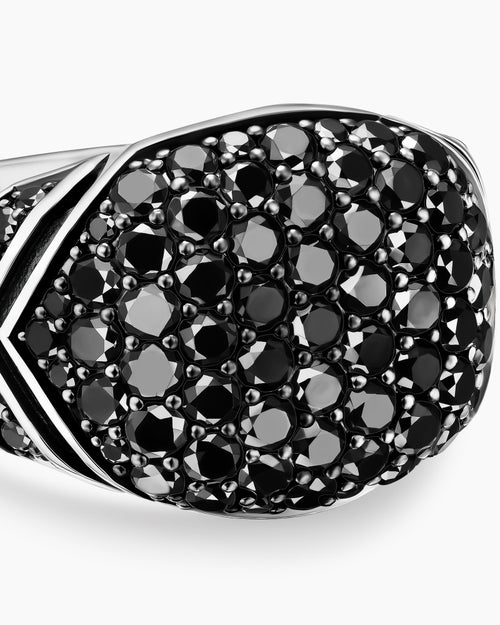 Mens Chevron Signet Ring in Sterling Silver, 18mm