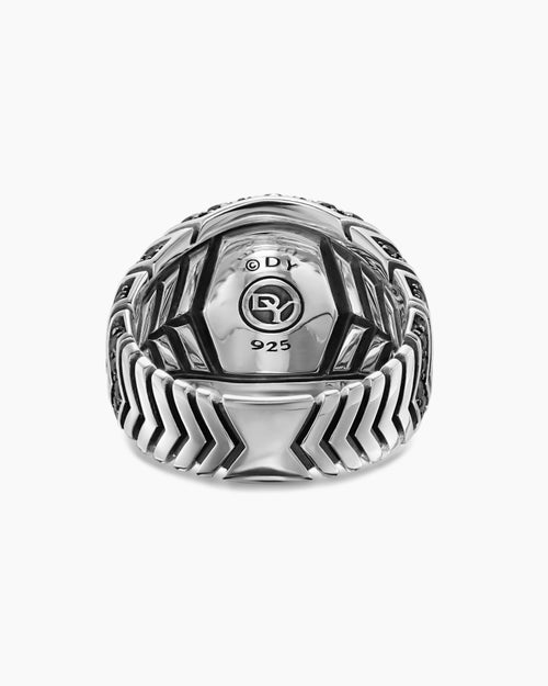 Mens Chevron Signet Ring in Sterling Silver, 18mm