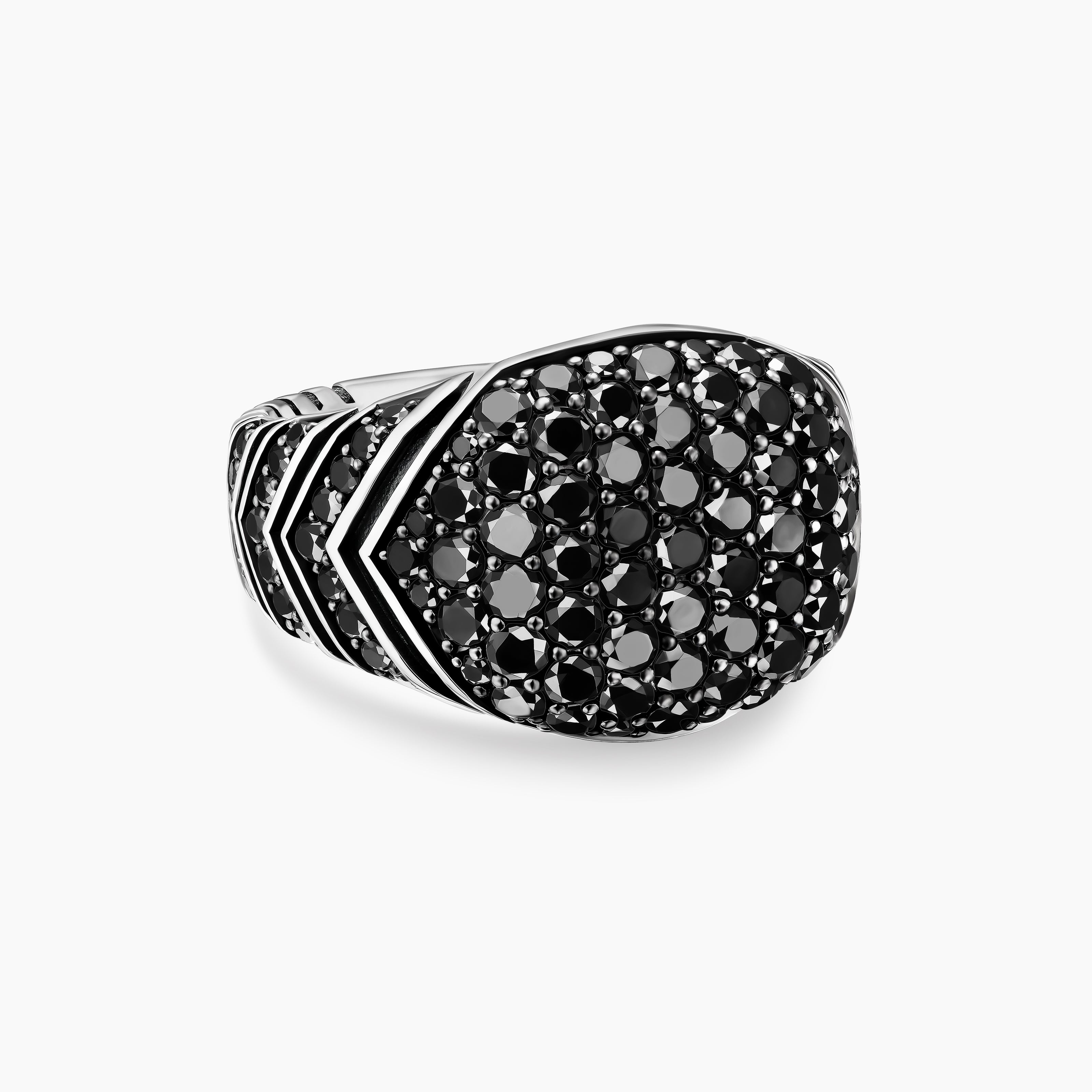 Mens Chevron Signet Ring in Sterling Silver, 18mm