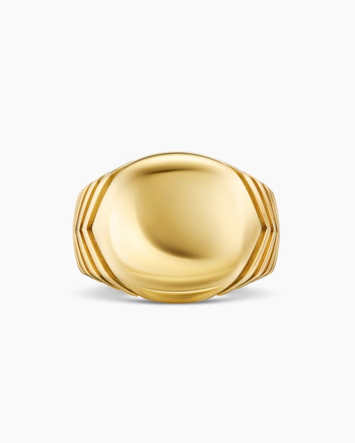 Mens Chevron Signet Ring in 18K Yellow Gold, 18mm