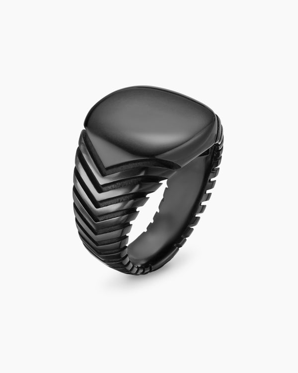 Chevron Signet Ring in Sterling Silver, 18mm