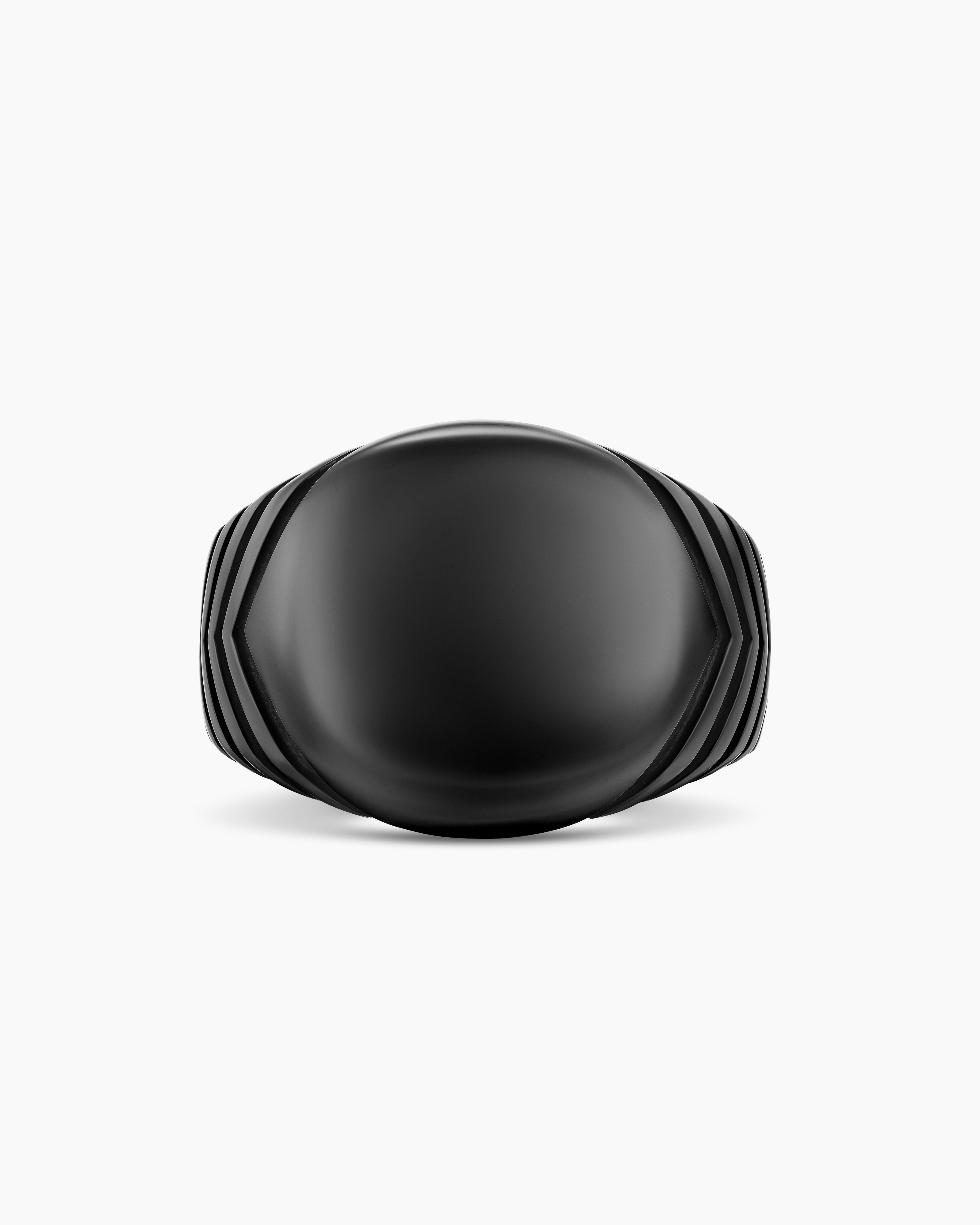 Chevron Signet Ring Black Titanium, 18mm