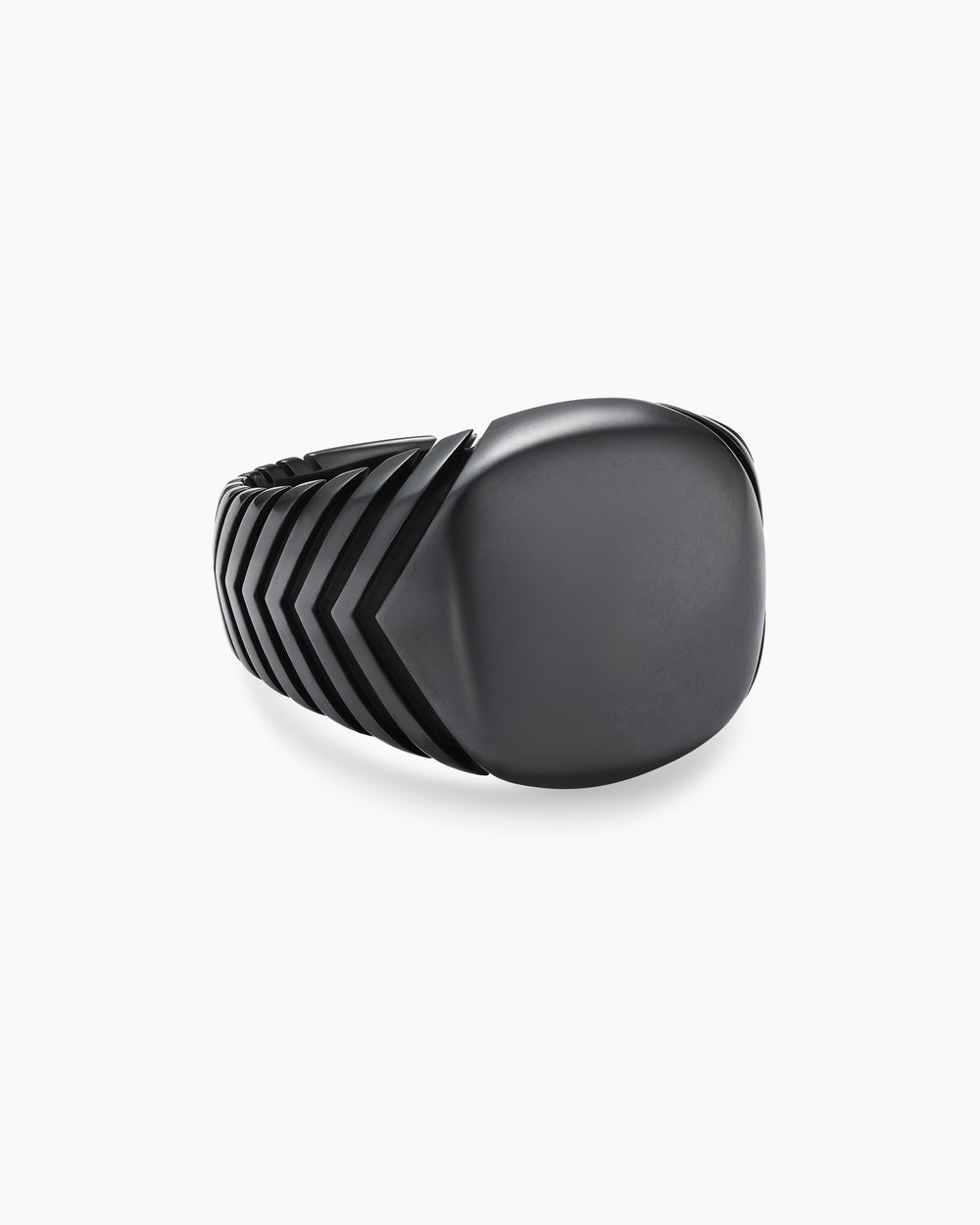 Bague chevalière Chevron en titane noir, 18 mm