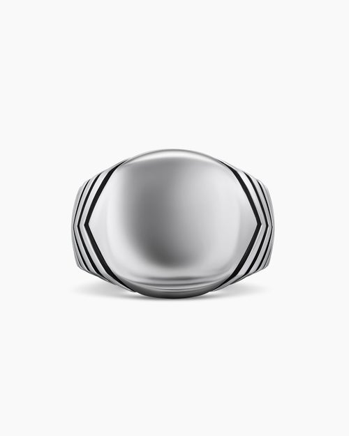 Mens Chevron Signet Ring in Sterling Silver, 18mm
