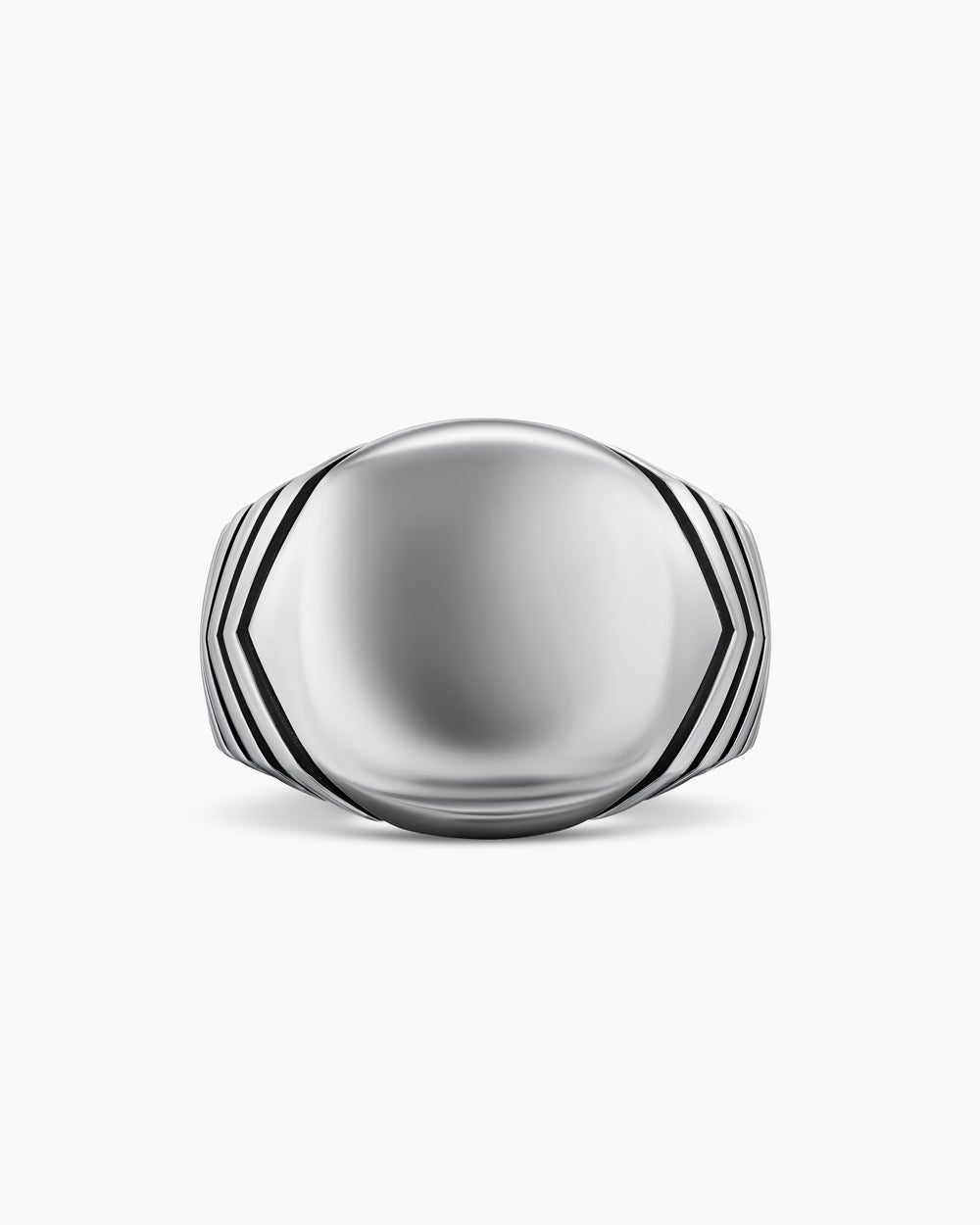 Mens Chevron Signet Ring in Sterling Silver, 18mm