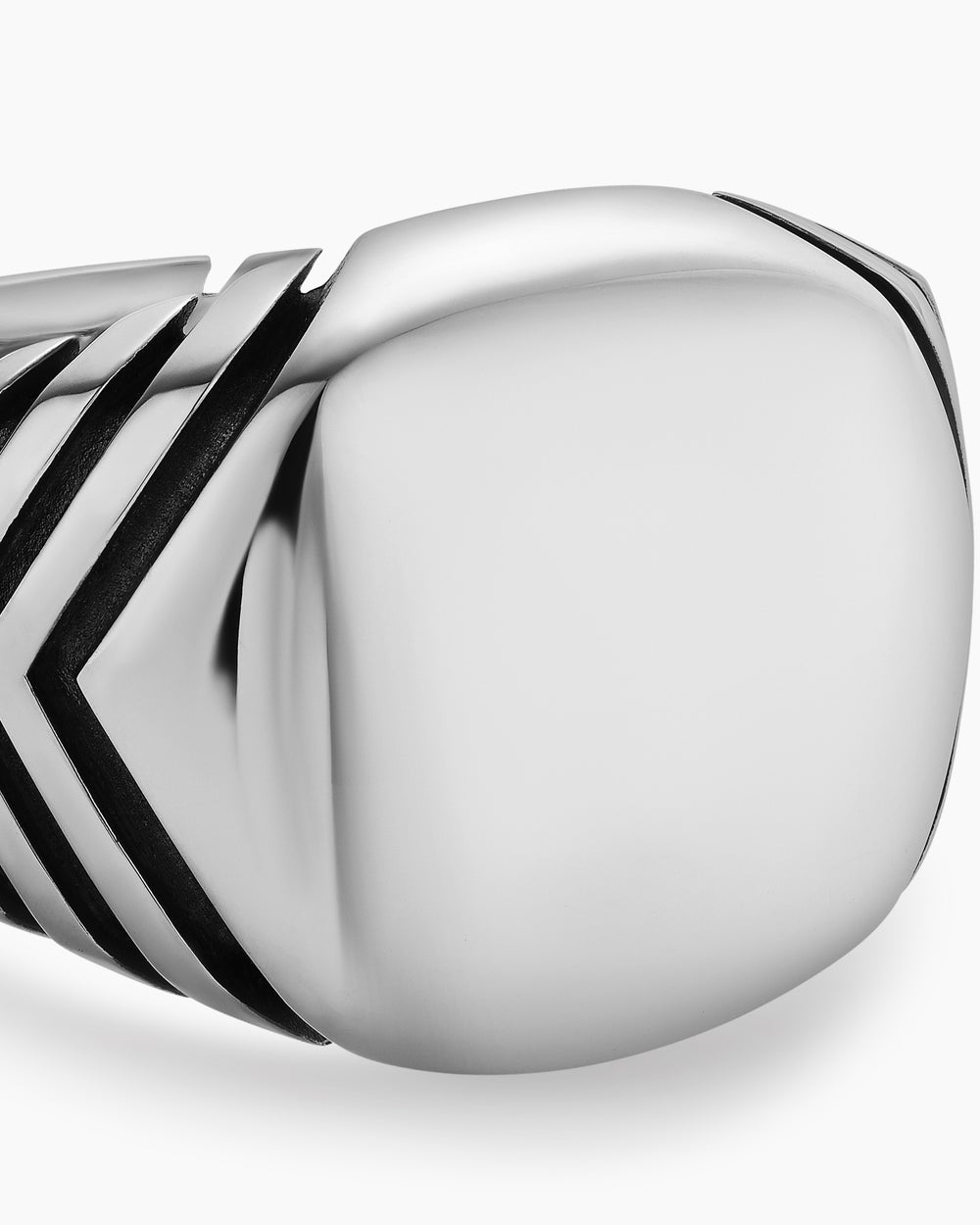 Mens Chevron Signet Ring in Sterling Silver, 18mm