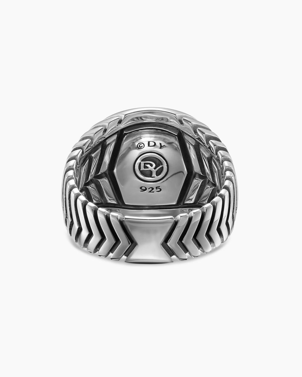 Mens Chevron Signet Ring in Sterling Silver, 18mm