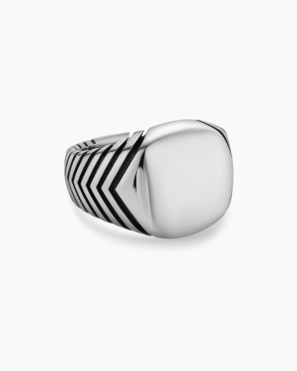 Mens Chevron Signet Ring in Sterling Silver, 18mm