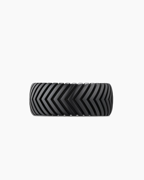 Mens Chevron Band Ring in Black Titanium, 10mm
