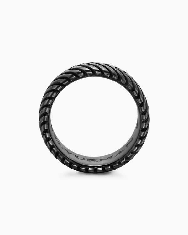 Anneau Chevron en titane noir, 10 mm