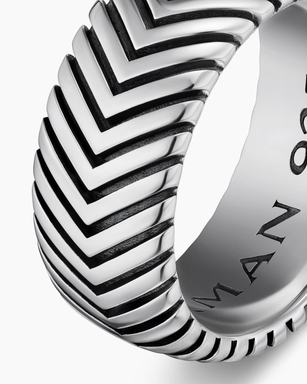 Anneau Chevron en argent sterling, 10 mm