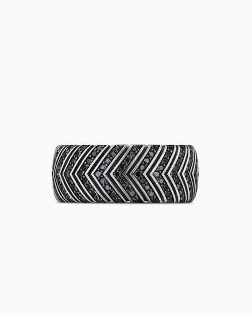 Mens Chevron Band Ring in Sterling Silver, 10mm