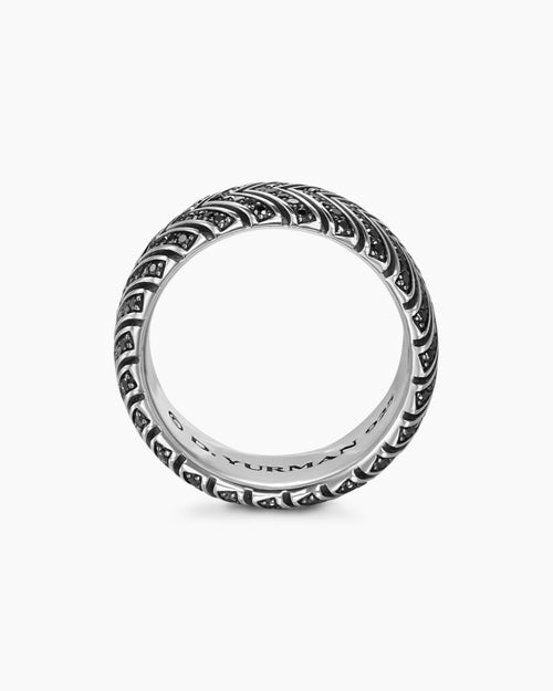 Mens Chevron Band Ring in Sterling Silver, 10mm