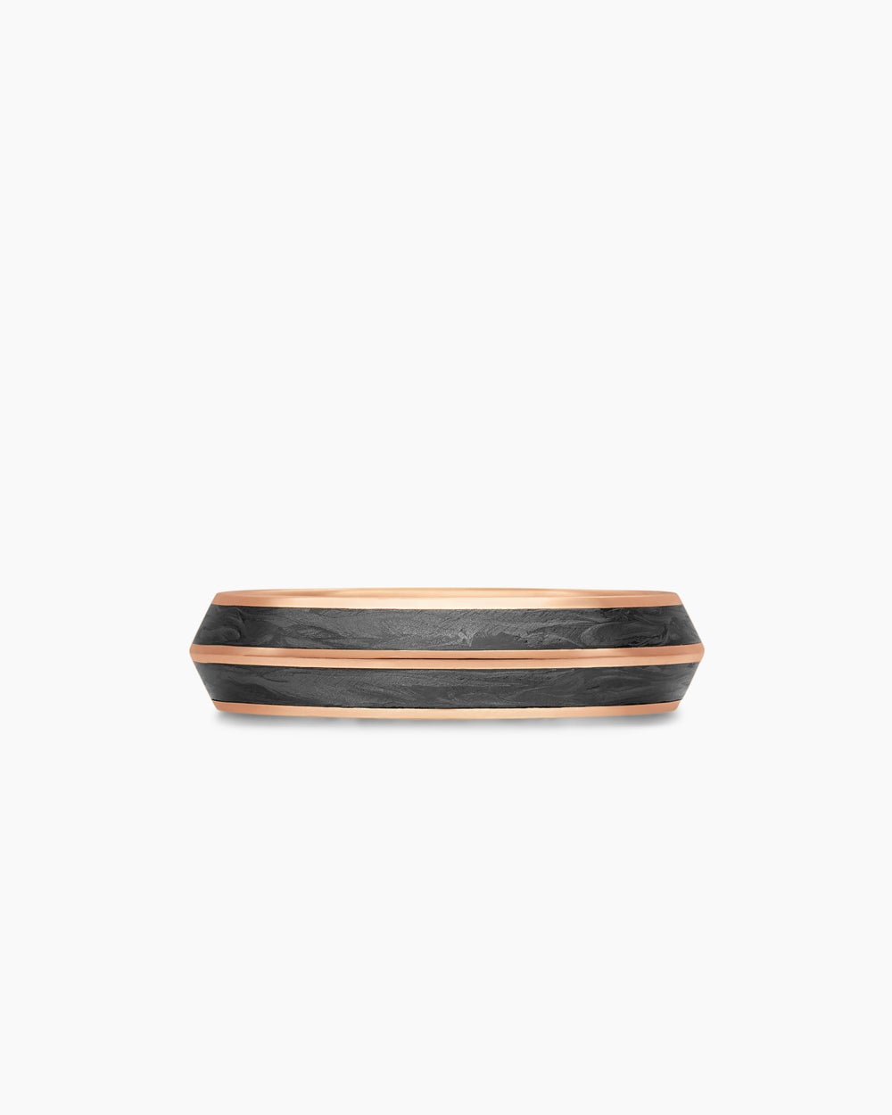 Mens Knife Edge Band Ring in 18K Rose Gold, 6mm