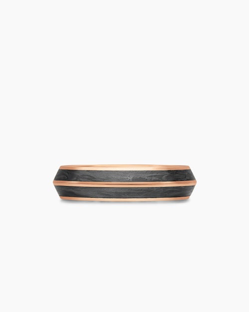 Mens Knife Edge Band Ring in 18K Rose Gold, 6mm