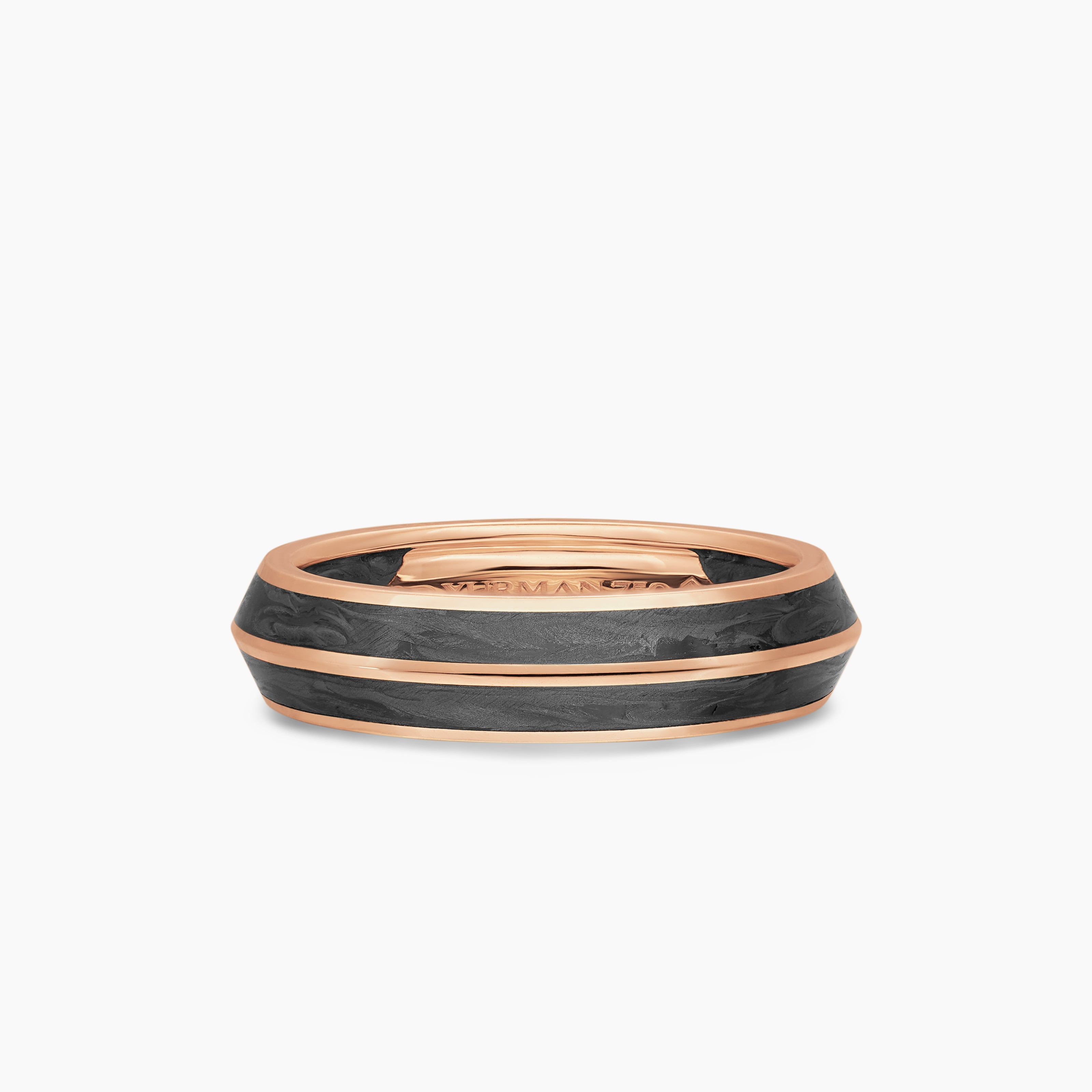 Mens Knife Edge Band Ring in 18K Rose Gold, 6mm