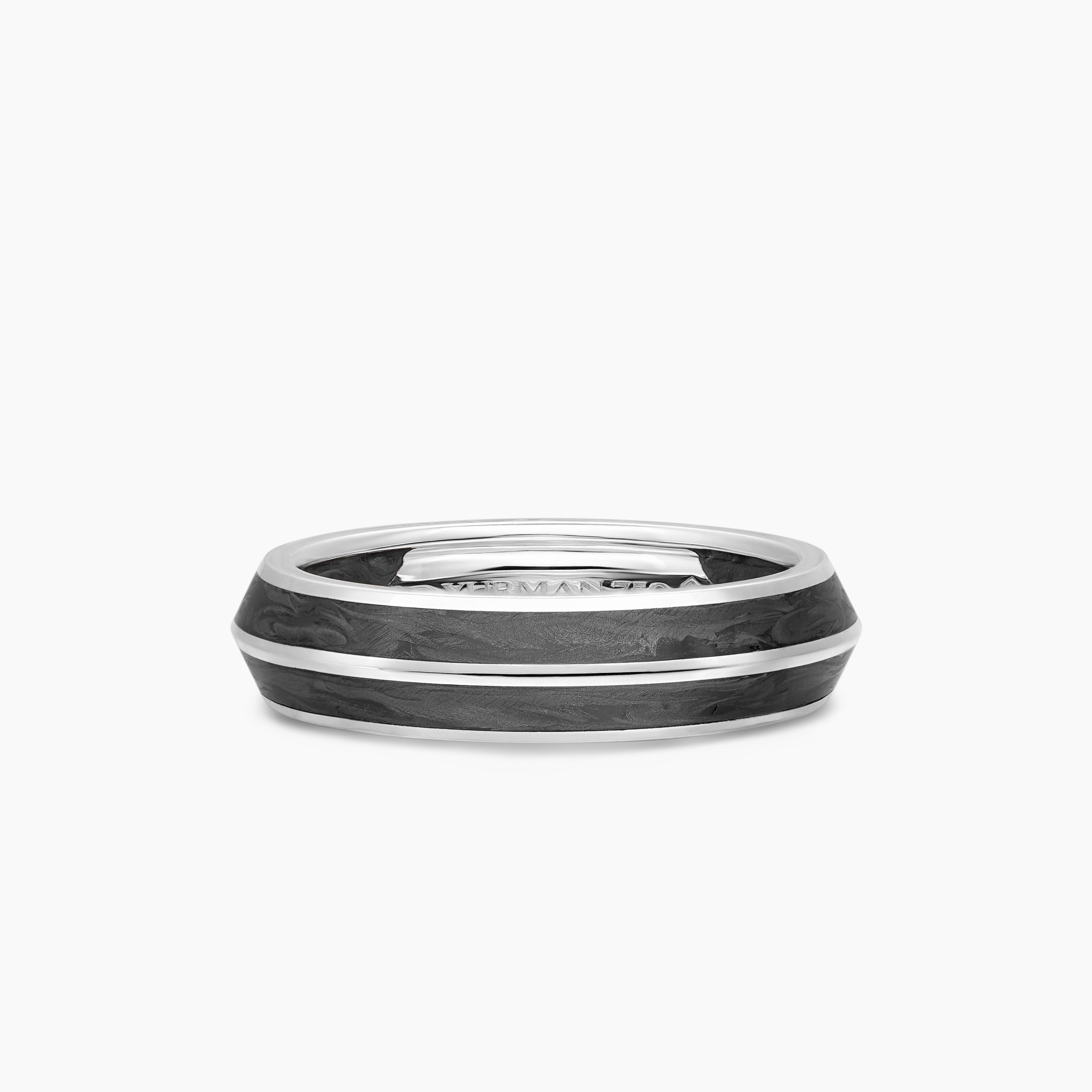 Mens Knife Edge Band Ring in 18K White Gold, 6mm