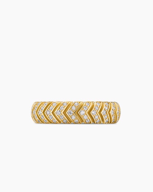 Mens Chevron Band Ring in 18K Yellow Gold, 6mm