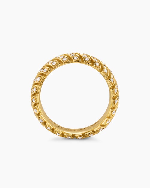 Mens Chevron Band Ring in 18K Yellow Gold, 6mm