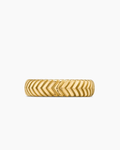 Mens Chevron Band Ring in 18K Yellow Gold, 6mm