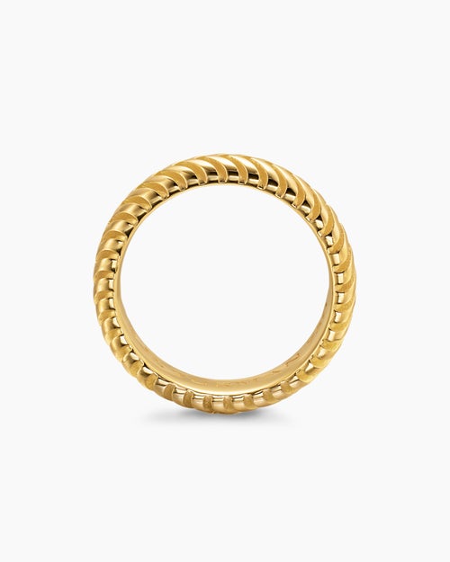 Mens Chevron Band Ring in 18K Yellow Gold, 6mm